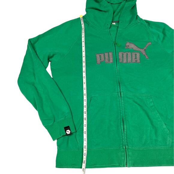 Puma Hoodie‎ Jacket Green Grey Logo Front Full Zip Long Sleeve Women's Large - Picture 6 of 15